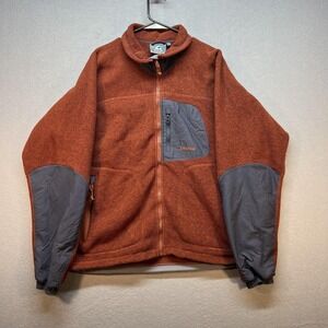 Solstice Jacket Mens Large Orange Fleece Full Zip Windbreaker Outdoor Hiking